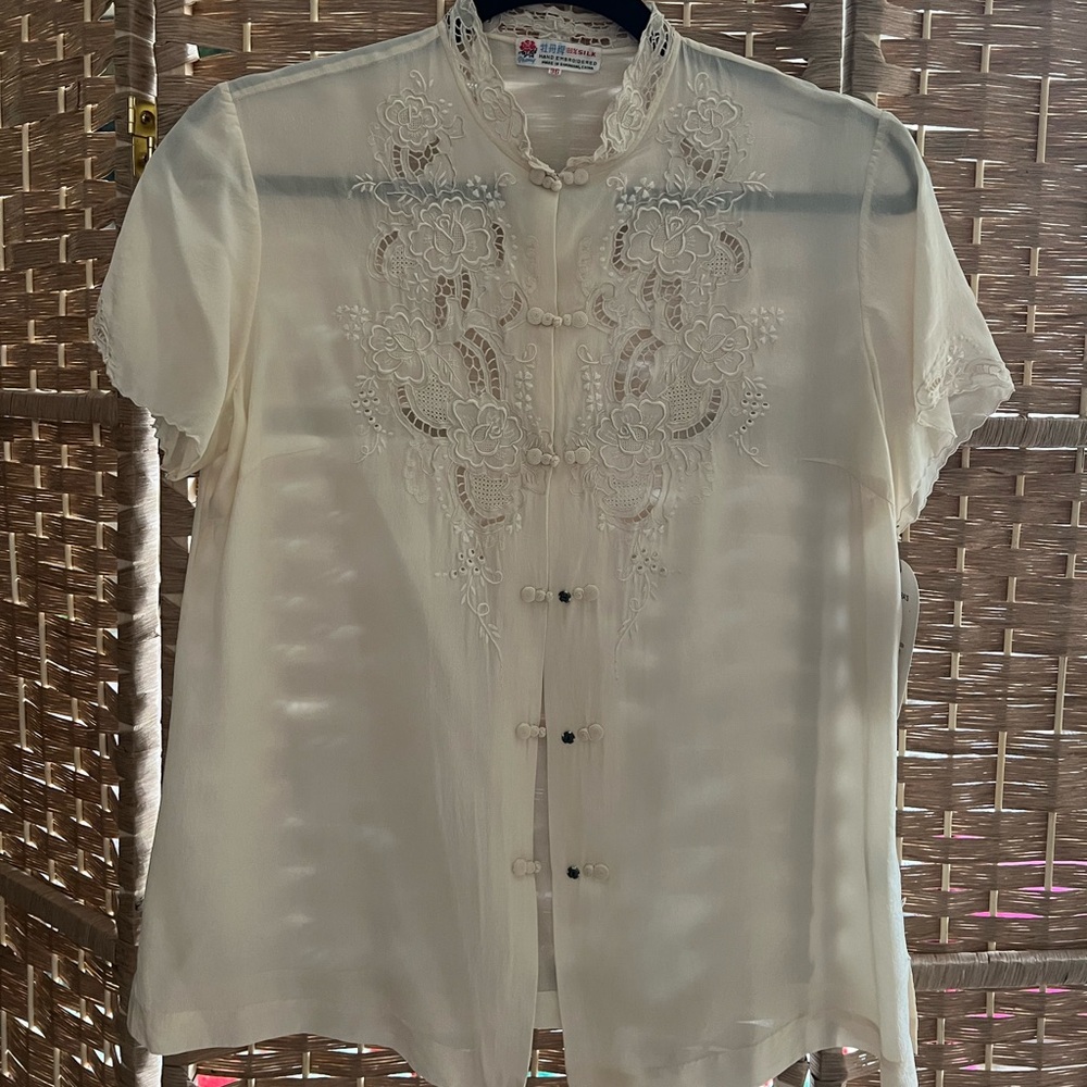 Vintage 90s Silk Shanghai Top